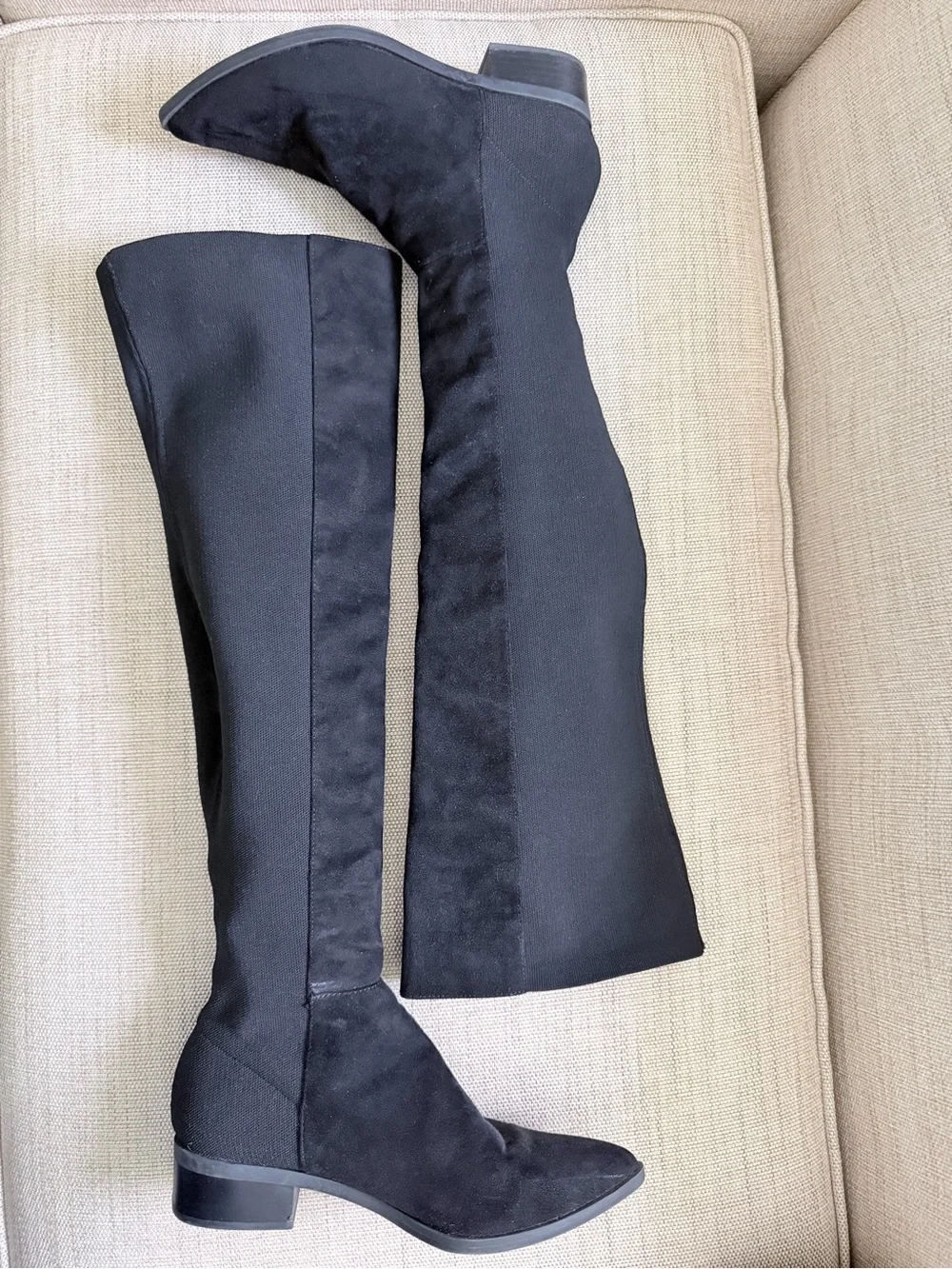 Steve Madden Jolly Over-The-Knee Boots Black Faux Suede Pointed Toe Size 8M
